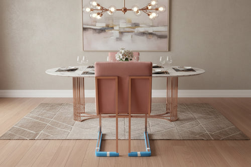 Atlanta Pink & Rose Gold Metal Plating Velvet Dining Chair REDUCED -