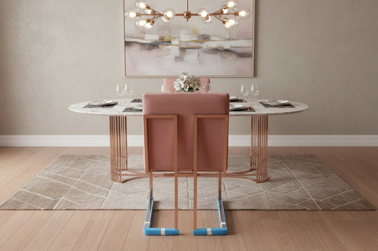 Atlanta Pink & Rose Gold Metal Plating Velvet Dining Chair REDUCED -