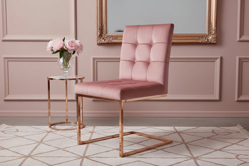 Atlanta Pink & Rose Gold Metal Plating Velvet Dining Chair REDUCED -