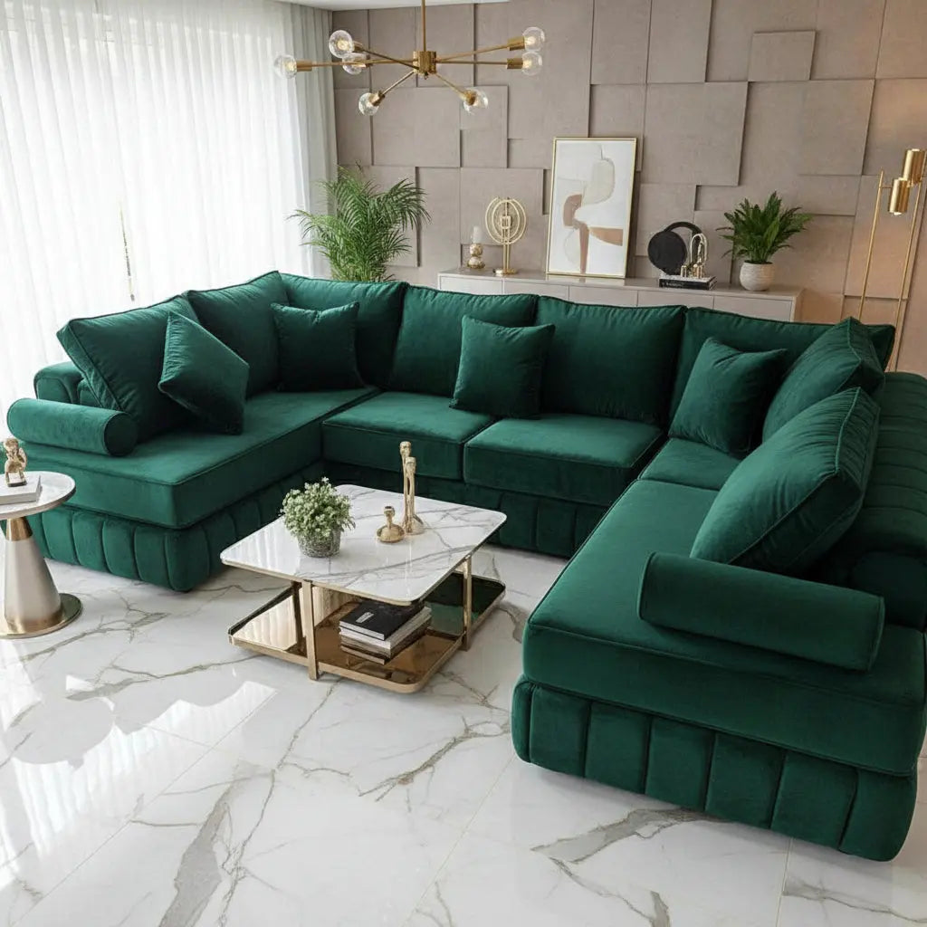 Louisiana Premium French Velvet U Shape Corner Sofa Range