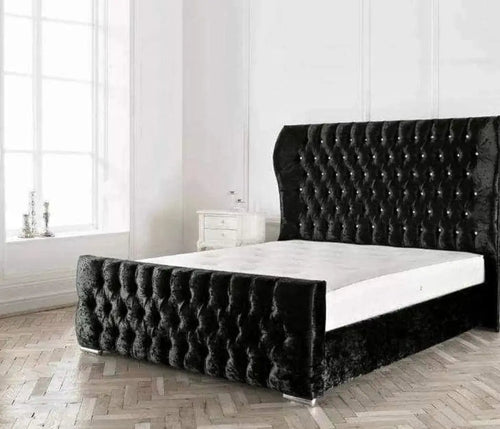 Oxford Curved Wingback Crushed Velvet Bed Frame