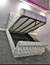 Swan crushed velvet ottoman full chesterfield upholstery