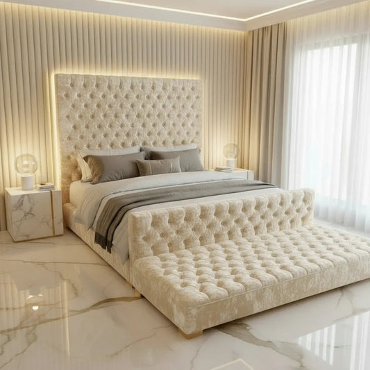 Arizona High Headboard Chesterfield Crushed Velvet Bed Frame
