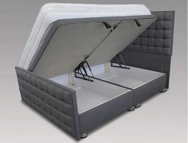 Cubed Style Ottoman Gaslift Bed – Plush Velvet with 54" Tall Headboard