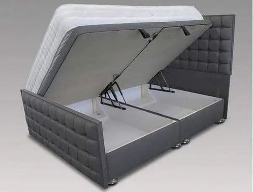 Cubed Style Ottoman Gaslift Bed – Plush Velvet with 54" Tall Headboard