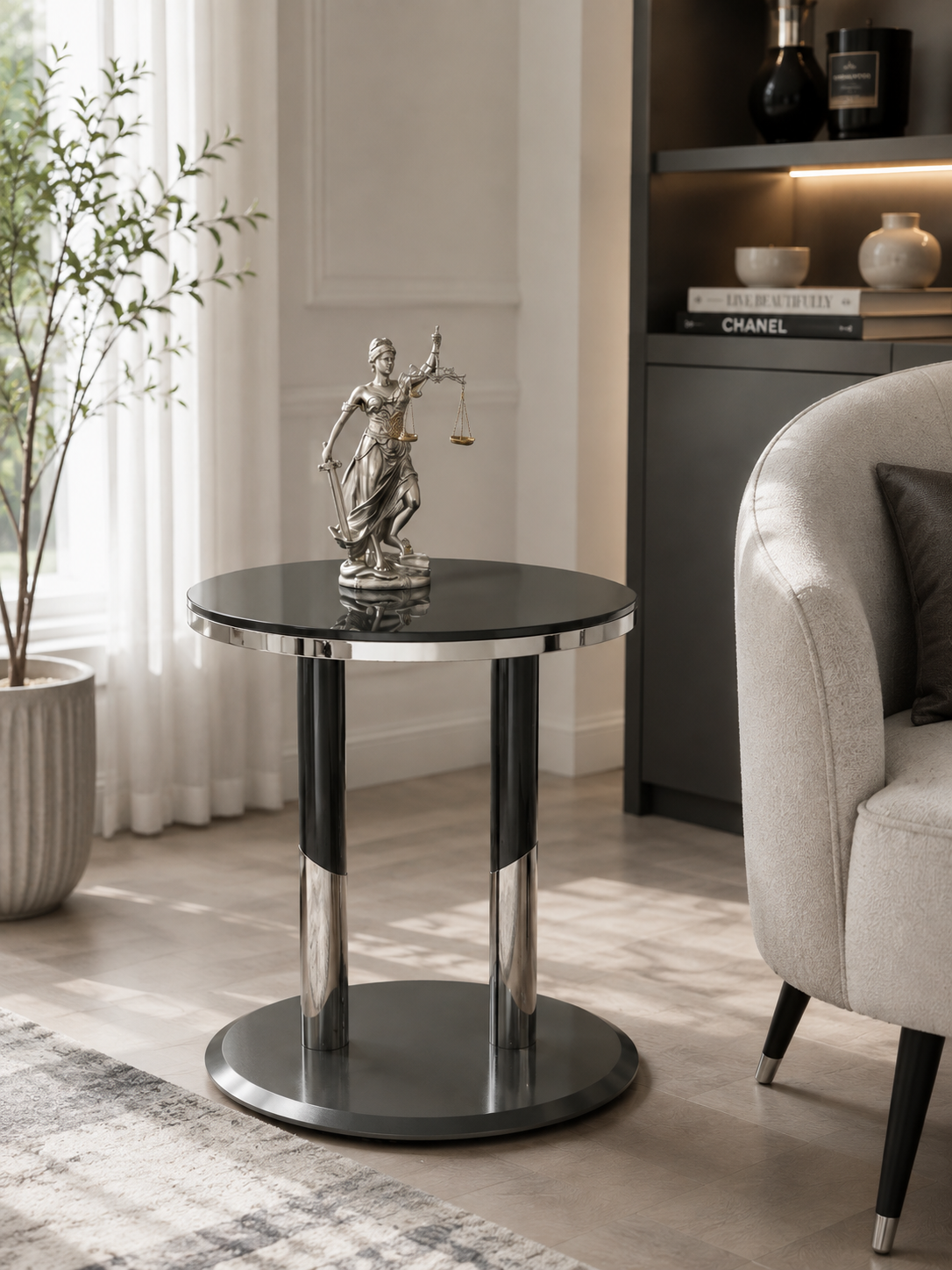 Cenova Side Table Anthracite & Chrome F I INTERIORS
