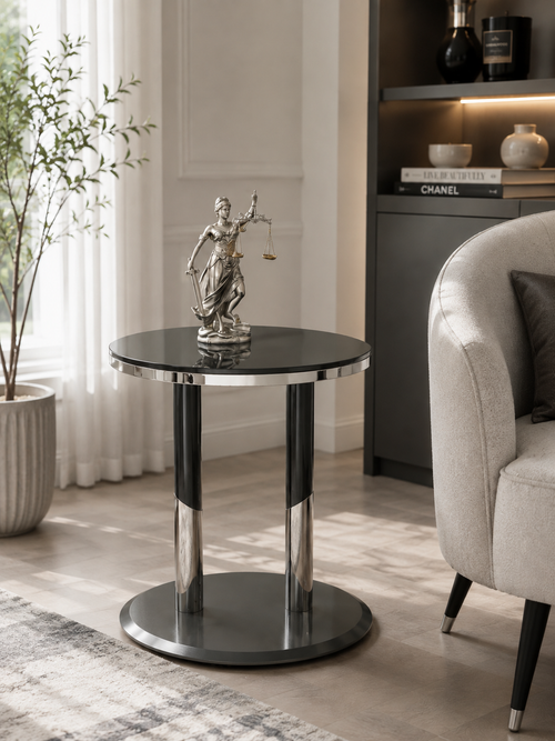 Cenova Side Table Anthracite & Chrome F I INTERIORS
