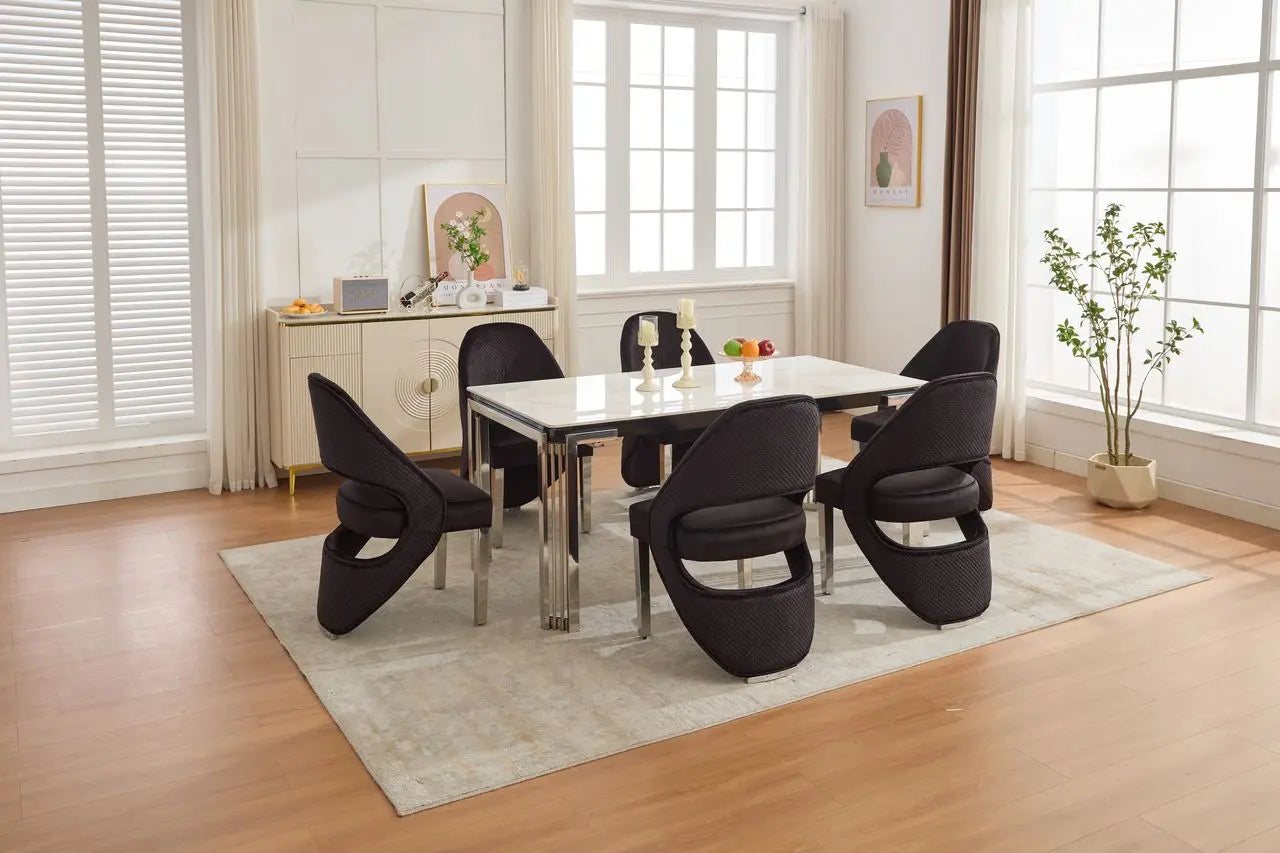 Santorini Sintered Stone Dining Table & Santorini Dining Chair Set – Modern Luxury Dining Collection