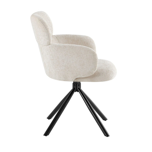Tuscany Beige 360° Swivel Dining Chair – Modern Comfortable Dining Seating