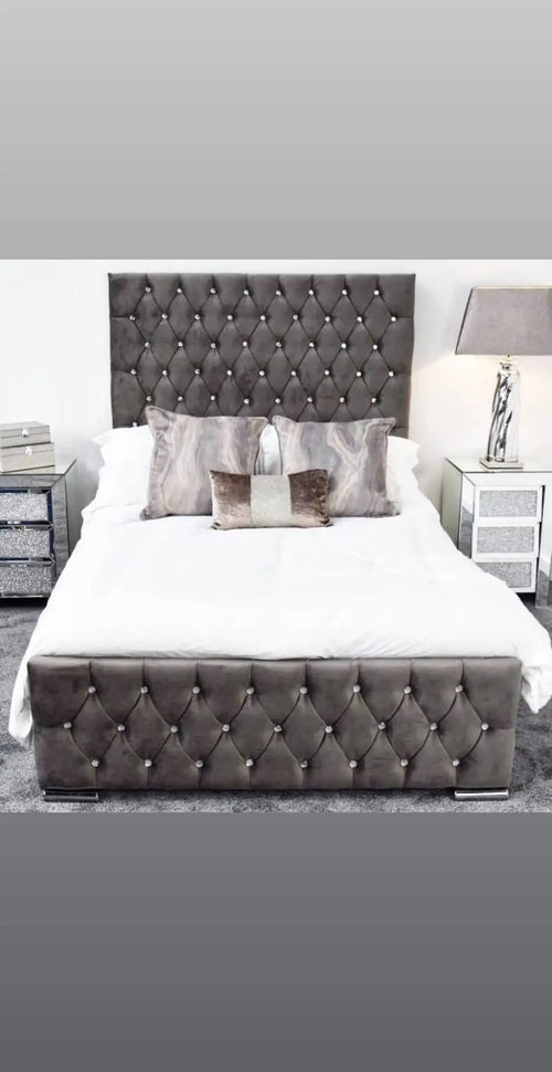Majestic Plush Velvet Bed – Bespoke Wingback Bedstead (Handcrafted in the UK)