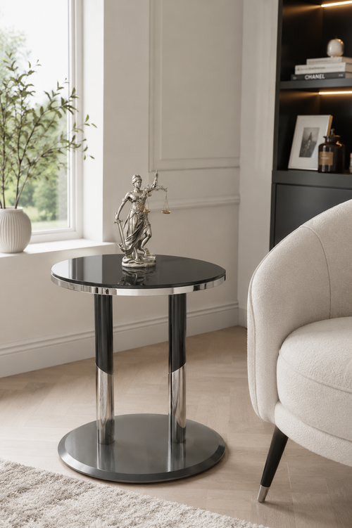 Cenova Side Table Anthracite & Chrome F I INTERIORS