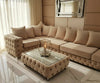 Square Chesterfield Upholstered Footstool/Coffee Table With Glass