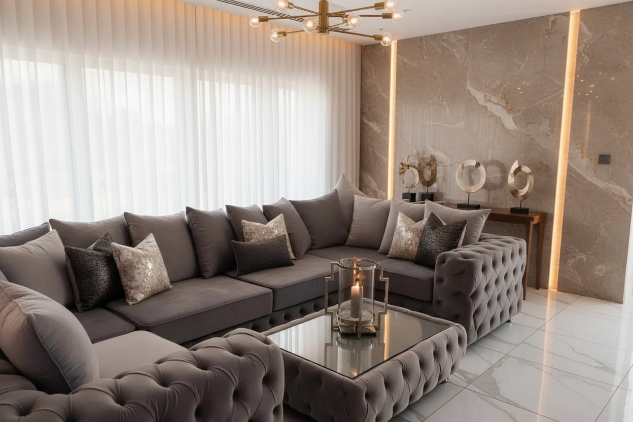 Ashton French Velvet U Corner Sofa Range