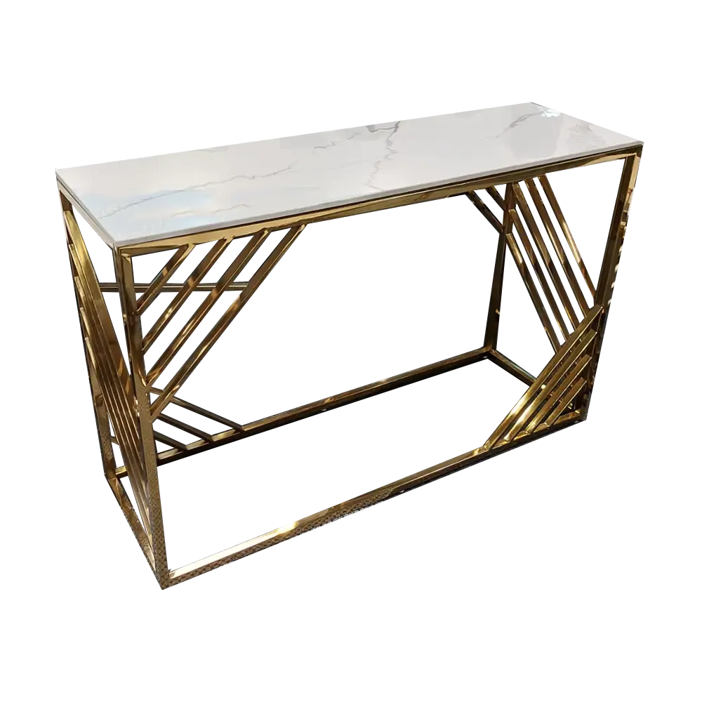 Azure Gold Console Table with Polar White Sintered Top