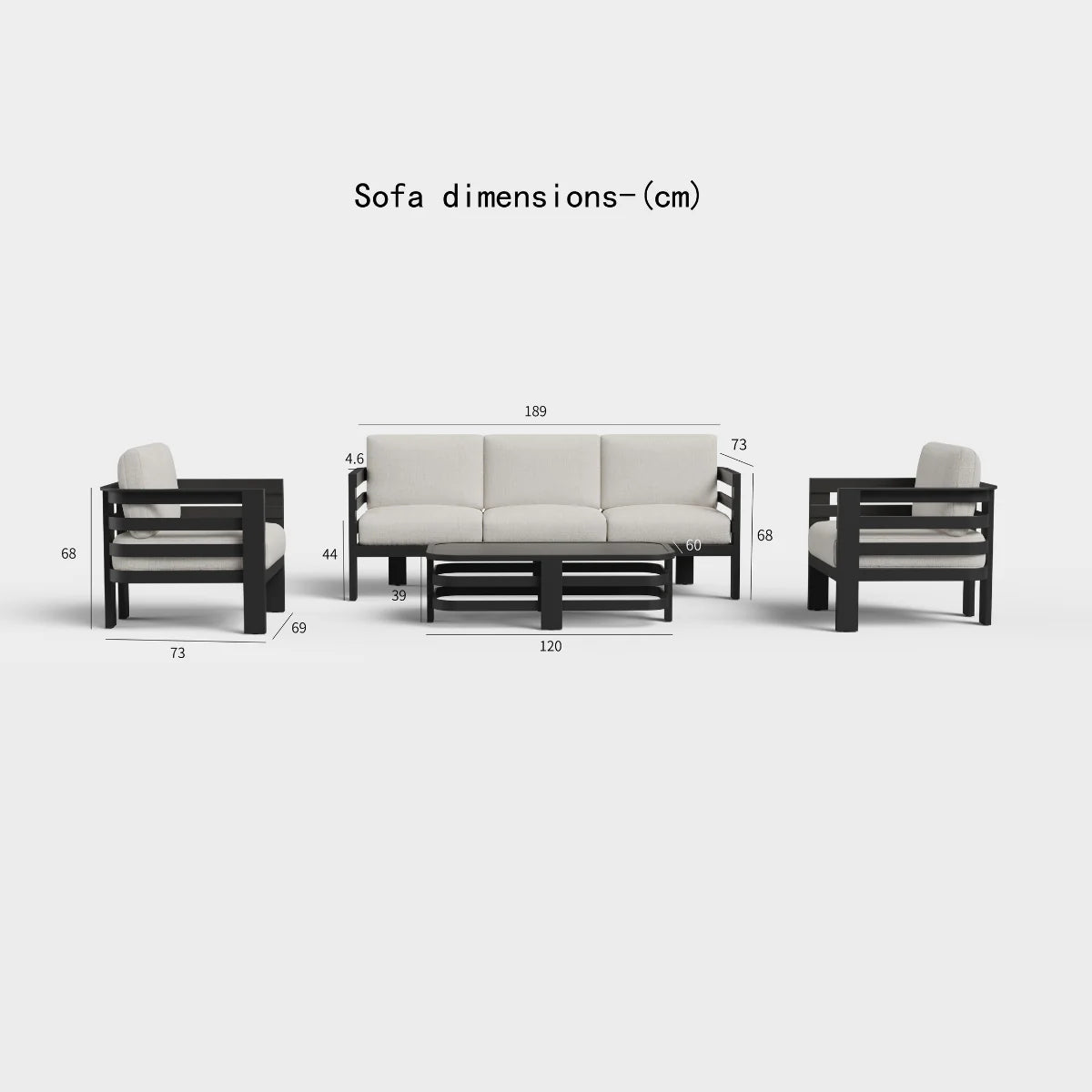 ALUXO® Andros Outdoor Lounge Set - Onyx - 5 Seater Livara Interiors