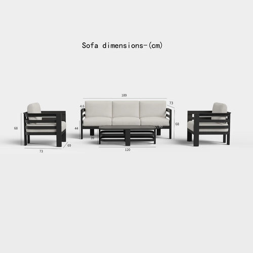 ALUXO® Andros Outdoor Lounge Set - Onyx - 5 Seater Livara Interiors