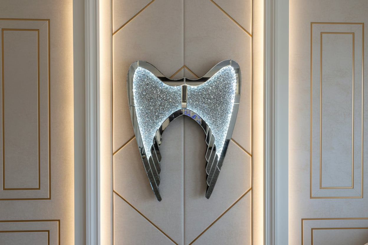 Crushed Diamond Angel LED Wings – White & Colour LED