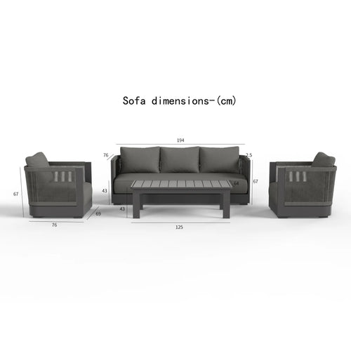 ALUXO® Ares Outdoor Lounge Set - Onyx - 5 Seater Livara Interiors