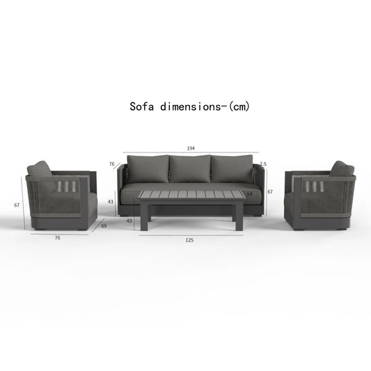 ALUXO® Ares Outdoor Lounge Set - Onyx - 5 Seater Livara Interiors