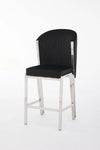 Fabio Shimmer Fabric Chrome Metal Plating Barstool Black & Chrome