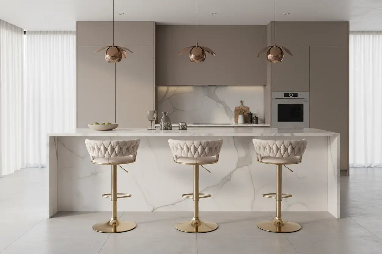 Camilla Luxury Black Gold Bar Stool x2 Pair