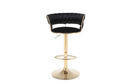 Camilla Luxury Black Gold Bar Stool x2 Pair