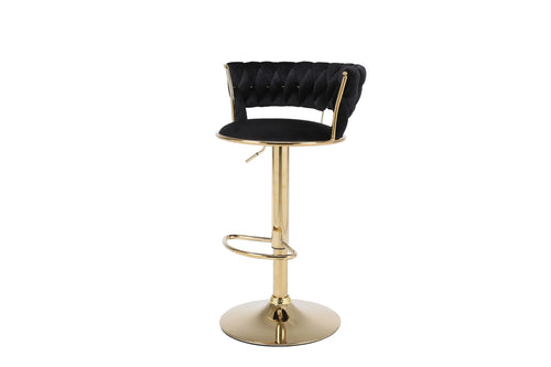 Camilla Luxury Black Gold Bar Stool x2 Pair