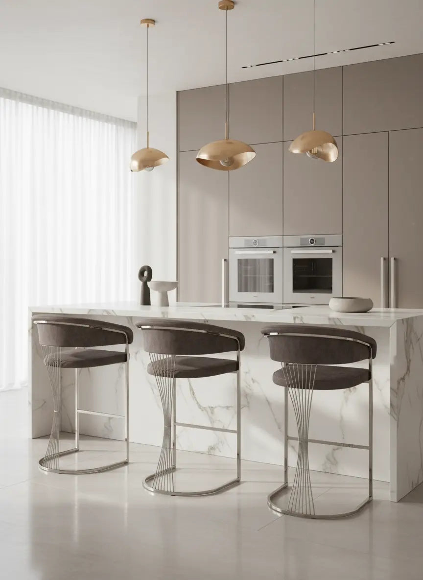 Porto Luxury Black & Gold Velvet Bar Stool Gold Legs