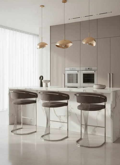 Porto Luxury Black & Gold Velvet Bar Stool Gold Legs