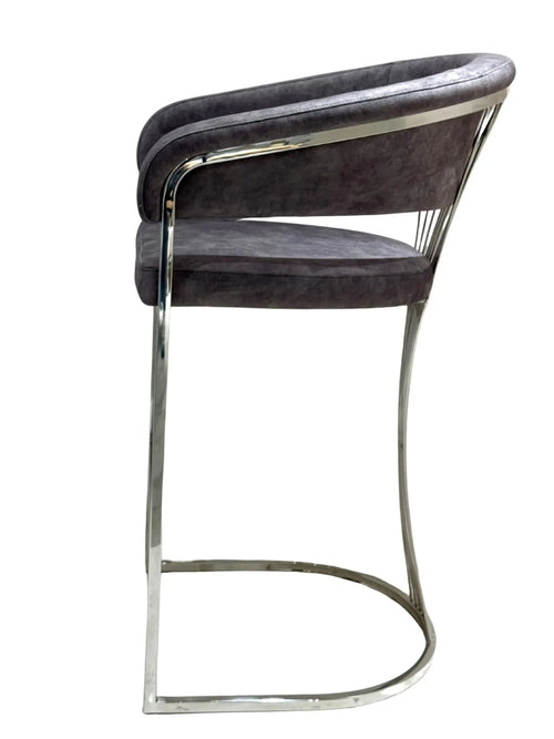 Porto Luxury Black & Gold Velvet Bar Stool Gold Legs