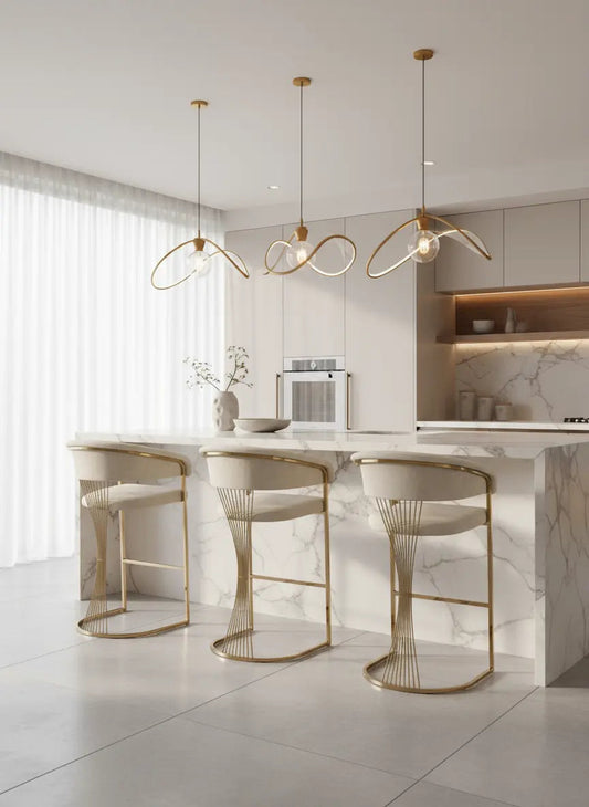 Porto Luxury Black & Gold Velvet Bar Stool Gold Legs