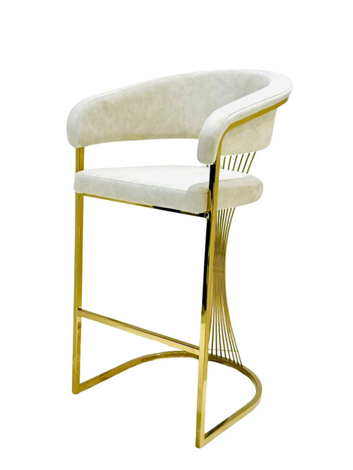Porto Luxury Black & Gold Velvet Bar Stool Gold Legs