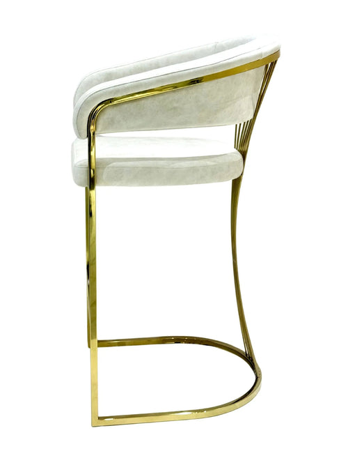 Porto Luxury Black & Gold Velvet Bar Stool Gold Legs