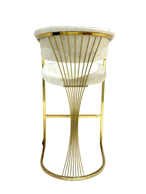 Porto Luxury Black & Gold Velvet Bar Stool Gold Legs