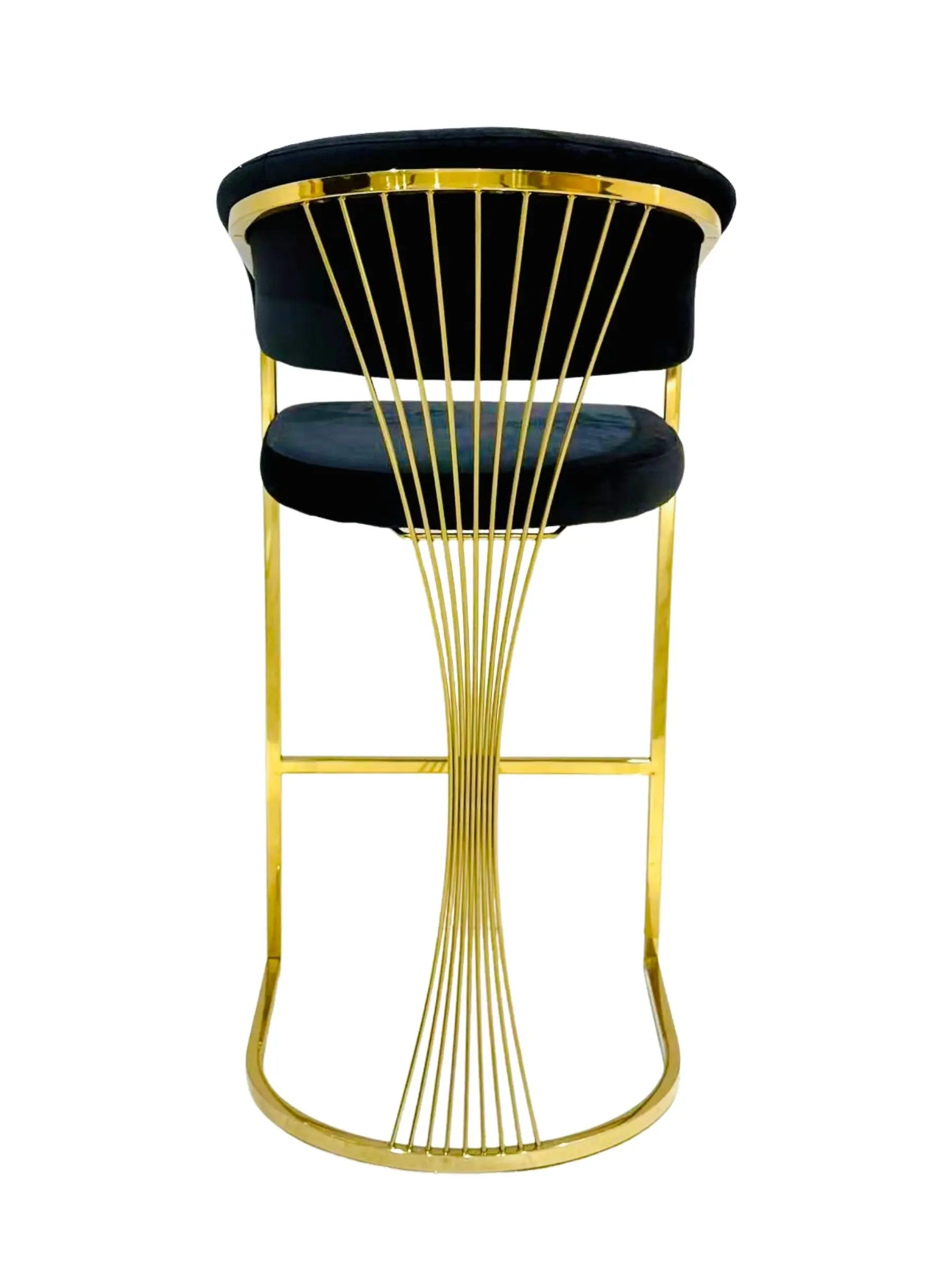 Porto Luxury Black & Gold Velvet Bar Stool Gold Legs