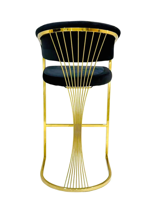 Porto Luxury Black & Gold Velvet Bar Stool Gold Legs