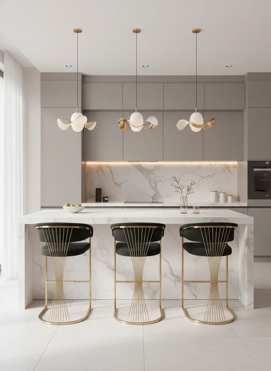 Porto Luxury Black & Gold Velvet Bar Stool Gold Legs