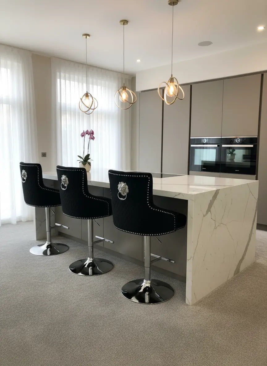 Majestic Luxury Barstool Lion knocker back Adjustable Height