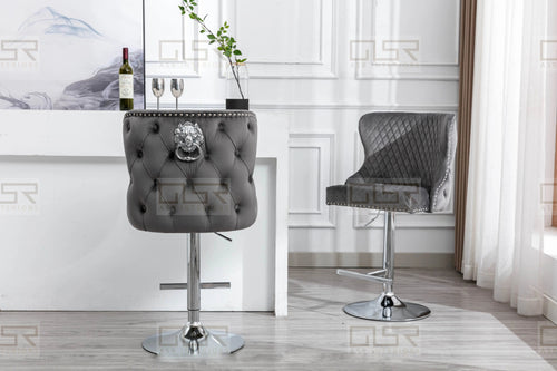 Valentino Luxury Barstool Lion Knocker Back Adjustable Height