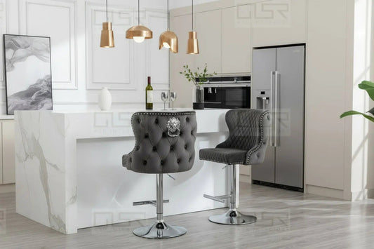 Valentino Luxury Barstool Lion Knocker Back Adjustable Height