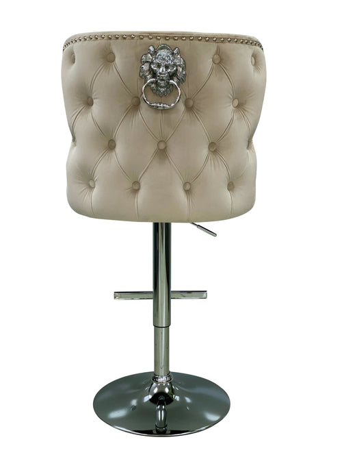 Valentino Luxury Barstool Lion Knocker Back Adjustable Height