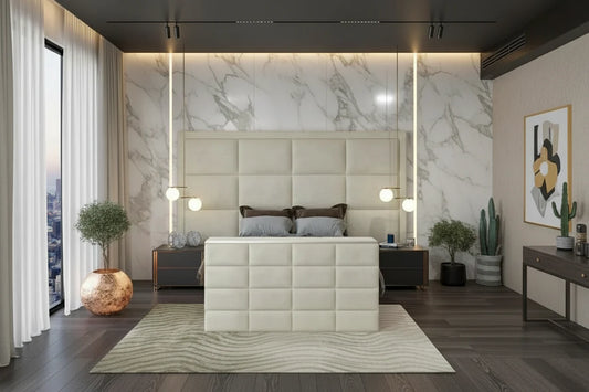 Avery TV Bed Frame with Integrated TV Lift – Upholstered Velvet