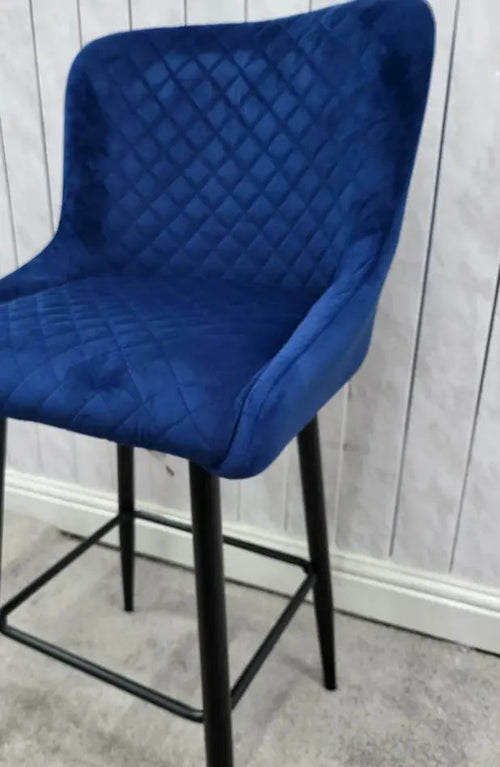 Vegas navy blue velvet barstool