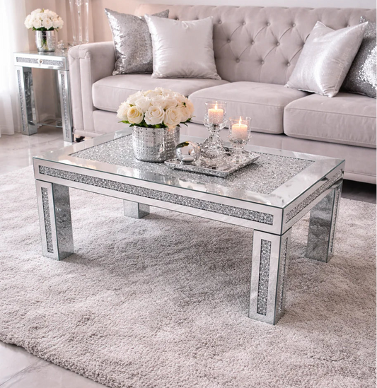 Roma Crushed Diamond Coffee Table | Luxury Mirrored Furniture