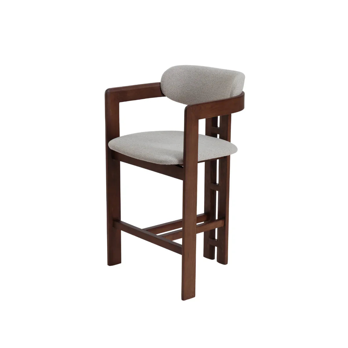 ALUXO® Clara Walnut Barstool in Oatmeal Bouclé