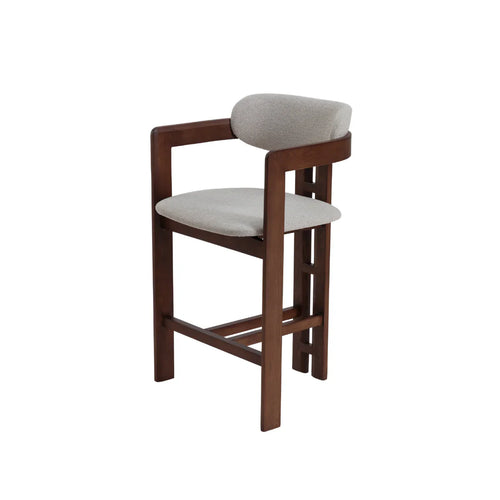 ALUXO® Clara Walnut Barstool in Oatmeal Bouclé