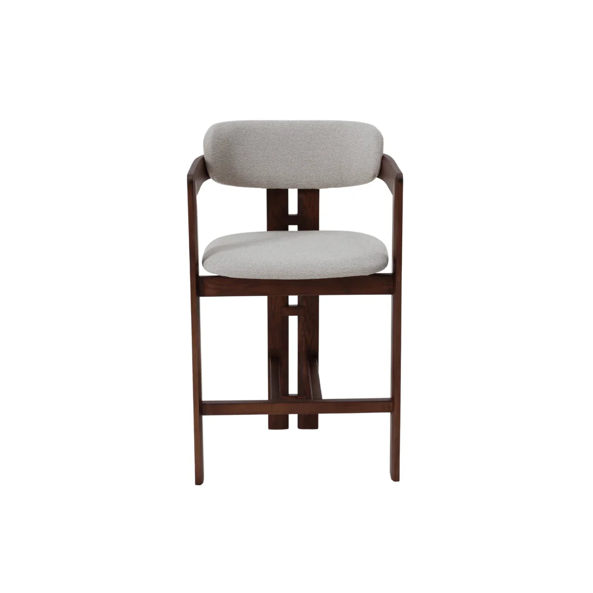 ALUXO® Clara Walnut Barstool in Oatmeal Bouclé