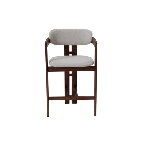 ALUXO® Clara Walnut Barstool in Oatmeal Bouclé