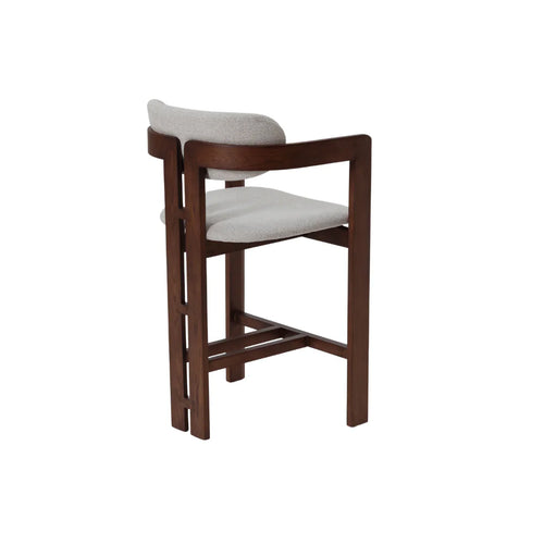 ALUXO® Clara Walnut Barstool in Oatmeal Bouclé