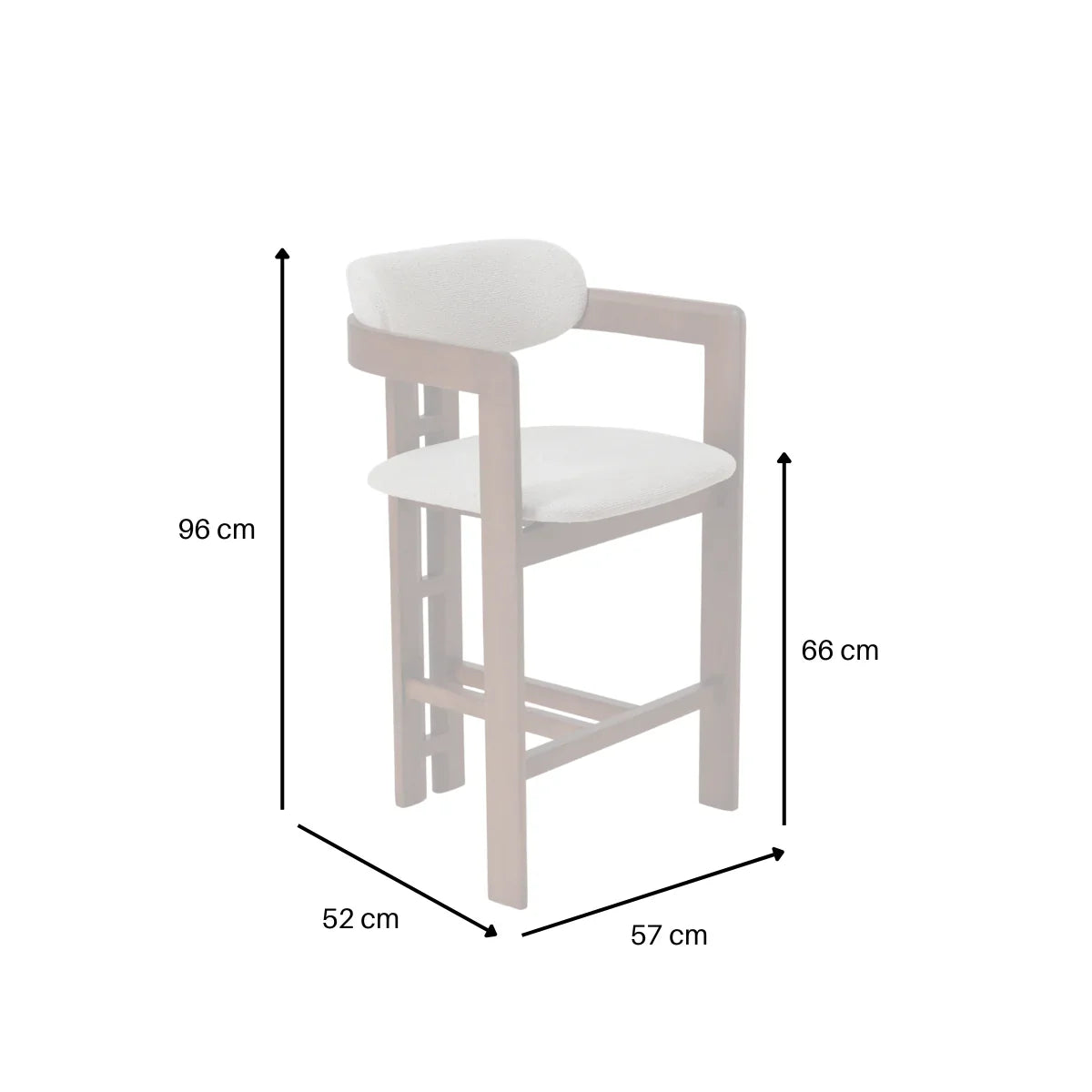 ALUXO® Clara Walnut Barstool in Oatmeal Bouclé